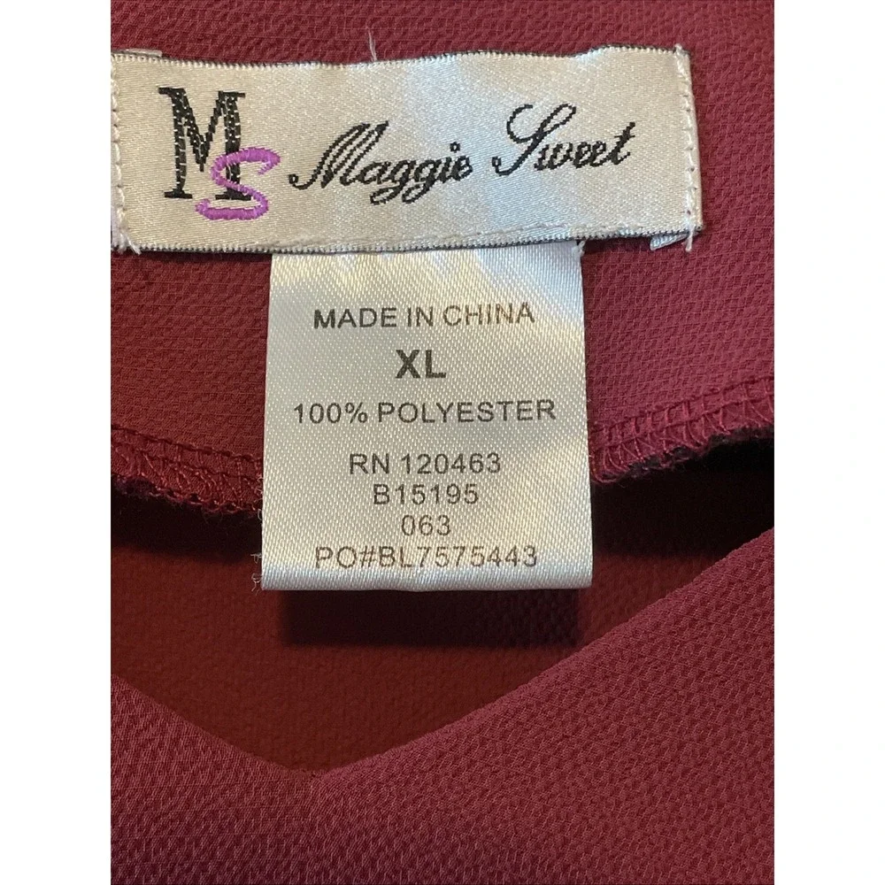 Maggie Sweet XL Rust Red Blouse Button Shoulder Long Sleeve Tunic Top